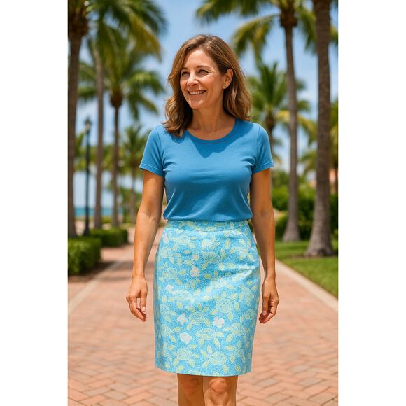 Talbots Dresses & Skirts - Talbots Petites Mosaic Sea Turtle Print Pencil Skirt Blue Green - Size 8P